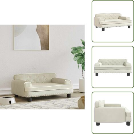 The Living Store Lettino per Cani Crema 70x45x30 cm in Velluto - Lettino per animali domestici