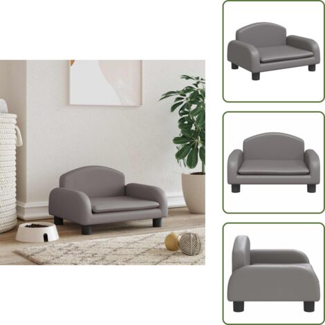 The Living Store Lettino per Cani Grigio 50x40x30 cm in Similpelle - Divano per cani