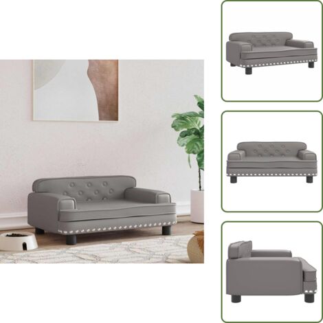 The Living Store Lettino per Cani Grigio 70x45x30 cm in Similpelle - Lettino per animali domestici