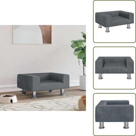 The Living Store Lettino per Cani Grigio Chiaro 50x40x26,5 cm in Velluto - Lettino per animali domestici