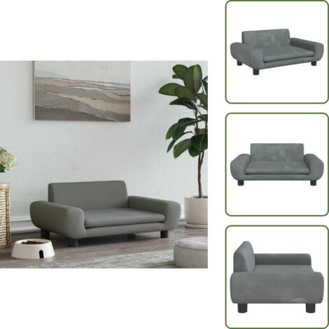 The Living Store Lettino per Cani Grigio Scuro 70x45x33 cm in Velluto - Lettino per animali domestici