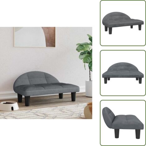 The Living Store Lettino per Cani Grigio Scuro 70x52x30 cm in Velluto - Lettino per animali domestici