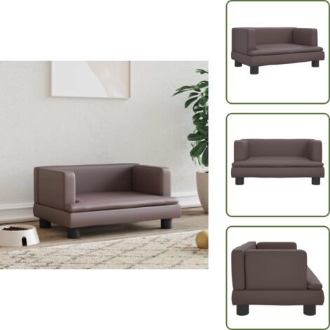 The Living Store Lettino per Cani Marrone 60x40x30 cm in Similpelle - Divano per cani