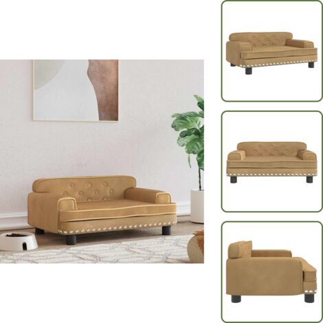 The Living Store Lettino per Cani Marrone 70x45x30 cm in Velluto - Lettino per animali domestici