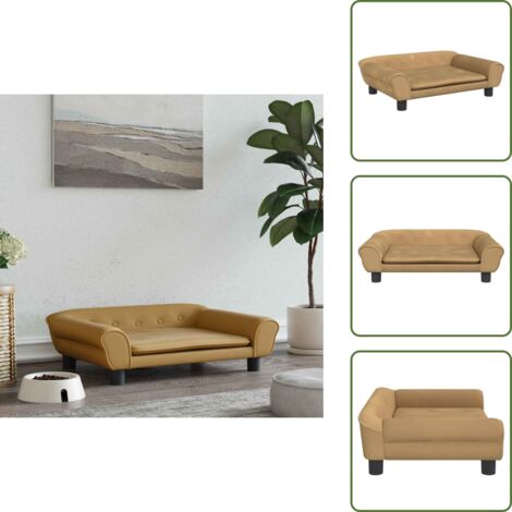 The Living Store Lettino per Cani Marrone 70x48x22 cm in Velluto - Lettino per animali domestici