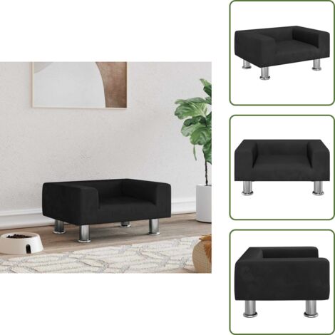 The Living Store Lettino per Cani Nero 50x40x26,5 cm in Velluto - Lettino per animali domestici