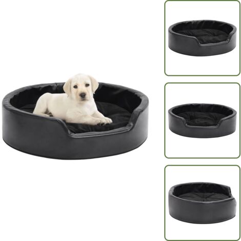 The Living Store Lettino per Cani Nero 69x59x19 cm in Peluche e Similpelle - Divano per animali