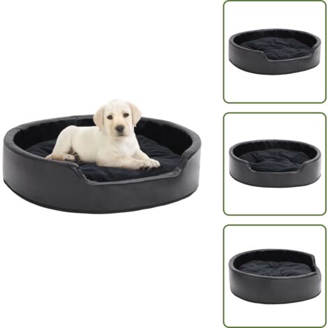 The Living Store Lettino per Cani Nero 79x70x19 cm in Peluche e Similpelle - Divano per animali