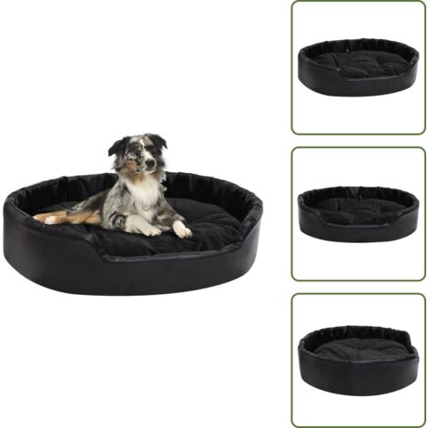 The Living Store Lettino per Cani Nero 90x79x20 cm in Peluche e Similpelle - Divano per animali