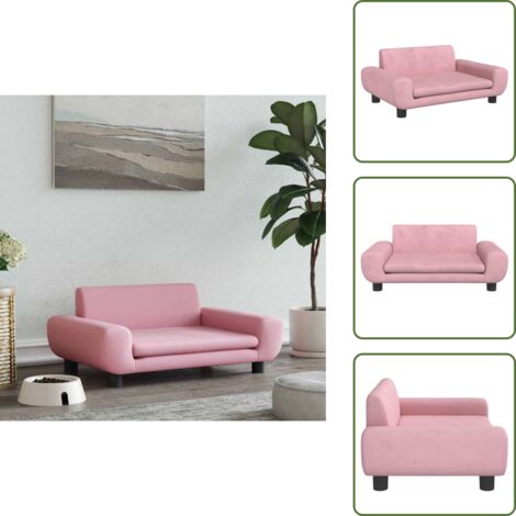 The Living Store Lettino per Cani Rosa 70x45x33 cm in Velluto - Lettino per animali domestici