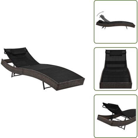 The Living Store Lettino Prendisole con Cuscino in Polyrattan Marrone - Polyrattan