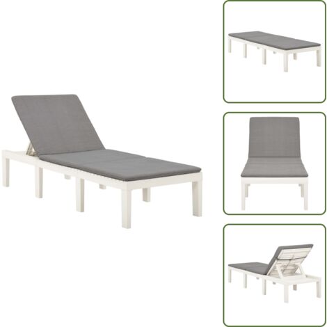 The Living Store Lettino Prendisole con Cuscino Plastica Bianco - Lettino prendisole