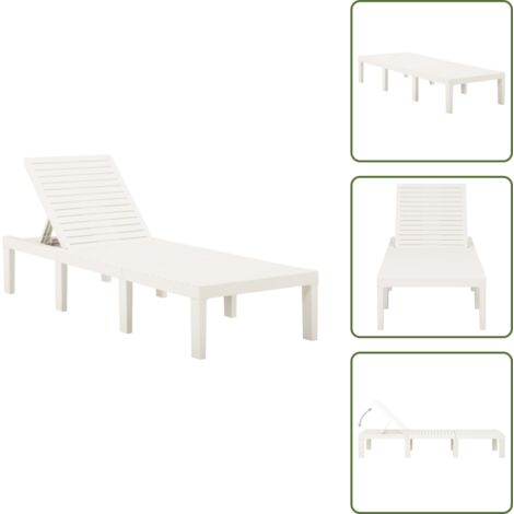 The Living Store Lettino Prendisole in Plastica Bianco - Lettino prendisole
