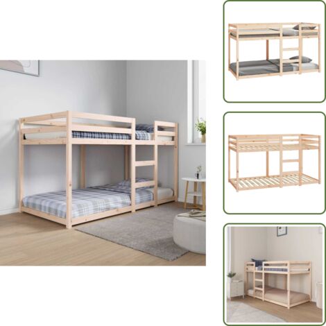 The Living Store Letto a Castello senza Materasso 90x190 cm Legno di Pino - Letto in legno