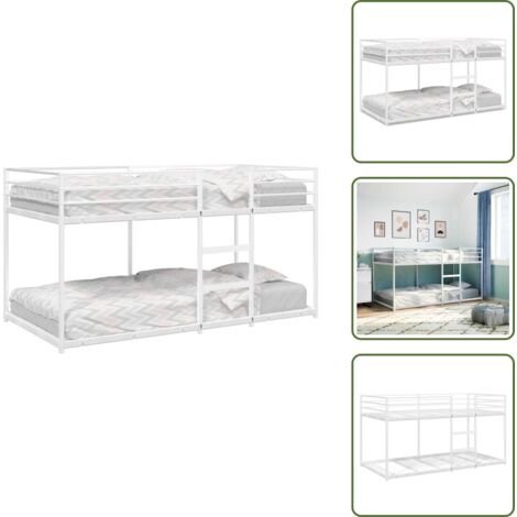 The Living Store Letto a Castello senza Materasso Bianco 75x190 cm in Acciaio - Letto a soppalco