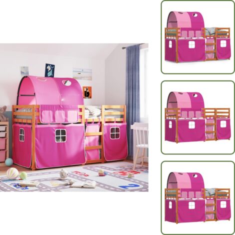 The Living Store Letto a Castello senza Materasso Rosa 80x200 cm Legno di Pino - Letto a castello in legno