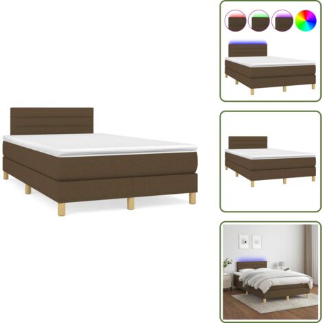 The Living Store Letto a Molle Materasso e LED MarroneScuro 120x190cm in Tessuto - Materasso a molle