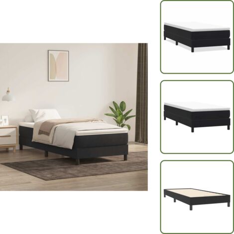 The Living Store Letto a Molle senza Materasso Nero 100x220 cm in Velluto - Letto a molle senza materasso