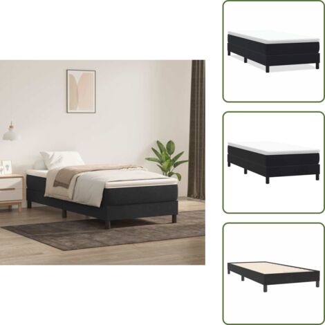 The Living Store Letto a Molle senza Materasso Nero 80x220 cm Velluto - Letto a molle senza materasso