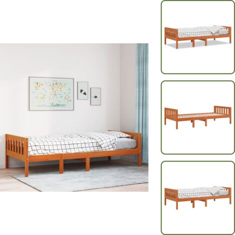 The Living Store Letto Bambini senza Materasso Marrone Cera 90x200 cm Legno Pino - Letto bambino