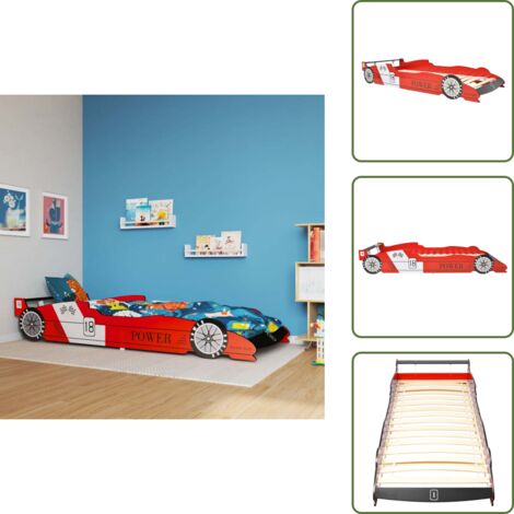 The Living Store Letto Bimbo Auto da Corsa 90x200 cm Rosso - Letto auto per bambini 90x200 cm