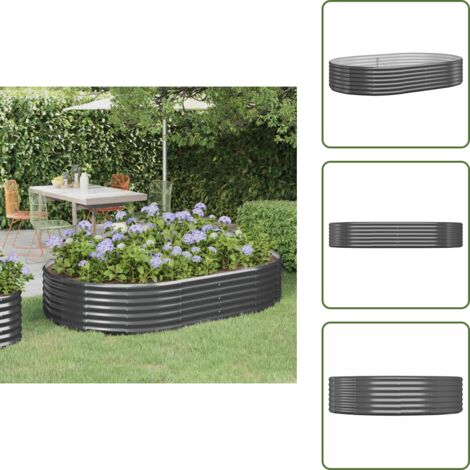 The Living Store Letto da Giardino in Acciaio Zincato 214x140x36 cm Antracite - Letto rialzato