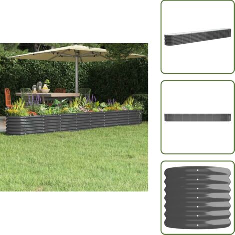 The Living Store Letto da Giardino in Acciaio Zincato 332x40x36 cm Antracite - Fioriera da giardino