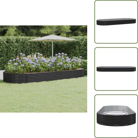 The Living Store Letto da Giardino in Acciaio Zincato 373x140x36 cm Antracite - Letto rialzato