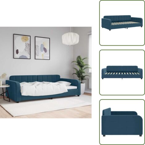 The Living Store Letto da Giorno Blu 100x200 cm in Velluto - Divano letto