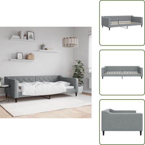 The Living Store Letto da Giorno Grigio Chiaro 100x200 cm in Tessuto - Divano letto