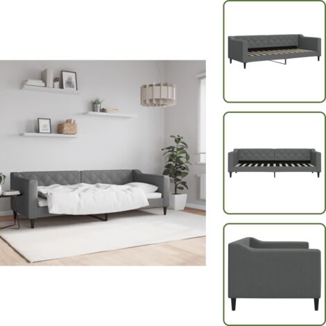 The Living Store Letto da Giorno Grigio Scuro 80x200 cm in Tessuto - Divano letto