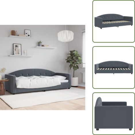 The Living Store Letto da Giorno Grigio Scuro 80x200 cm in Velluto - Divano letto