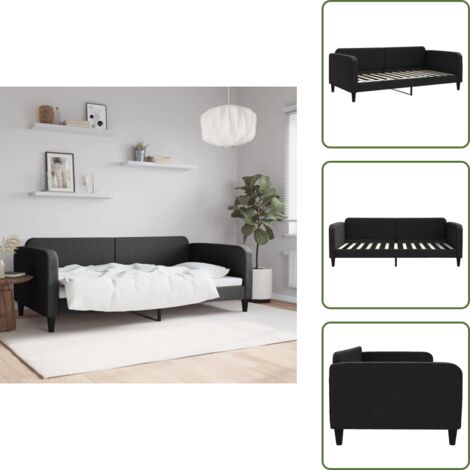 The Living Store Letto da Giorno Nero 100x200 cm in Tessuto - Divano letto