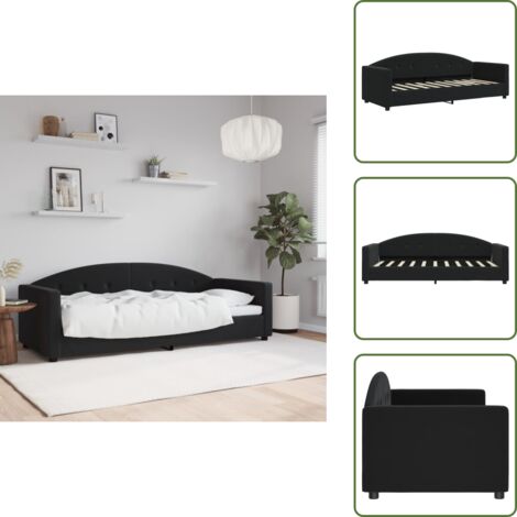 The Living Store Letto da Giorno Nero 80x200 cm in Velluto - Divano letto