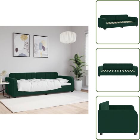 The Living Store Letto da Giorno Verde Scuro 80x200 cm in Velluto - Divano letto
