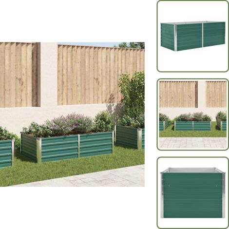 The Living Store Letto di Coltura Rialzato 160x80x45 cm in Acciaio Zincato Verde - Coltivazione