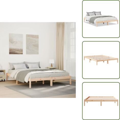 The Living Store Letto Extra Lungo senza Materasso 140x210 cm in Legno di Pino - Letto extra lungo