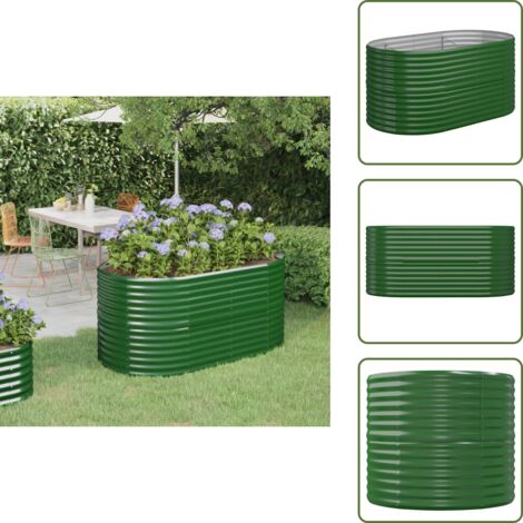 The Living Store Letto Giardino Acciaio Zincato 152x80x68 cm Verde - Letto rialzato