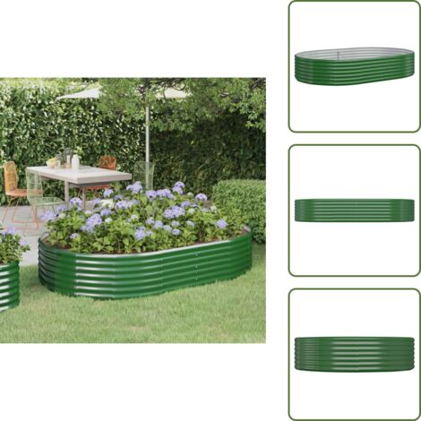 The Living Store Letto Giardino Acciaio Zincato 214x140x36 cm Verde - Letto da giardino in acciaio zincato