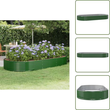 The Living Store Letto Giardino Acciaio Zincato 296x140x36 cm Verde - Letto da giardino in acciaio zincato