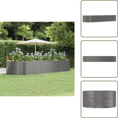 The Living Store Letto Giardino Acciaio Zincato 367x140x68 cm Grigio - Letto da giardino in acciaio zincato