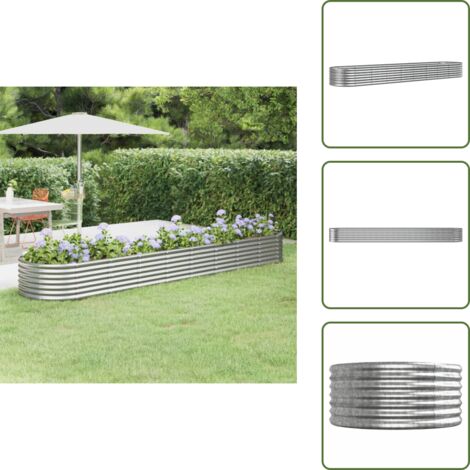 The Living Store Letto Giardino Acciaio Zincato 368x80x36cm Argento - Letto rialzato