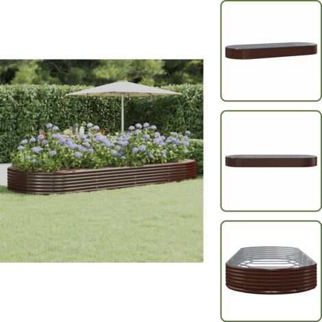 The Living Store Letto Giardino Acciaio Zincato 373x140x36 cm Marrone - Letto da giardino in acciaio zincato