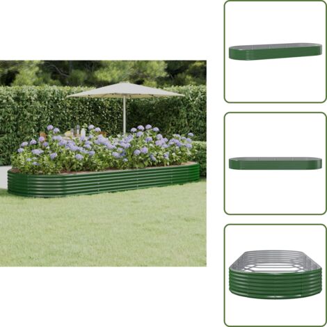 The Living Store Letto Giardino Acciaio Zincato 373x140x36 cm Verde - Letto in acciaio zincato