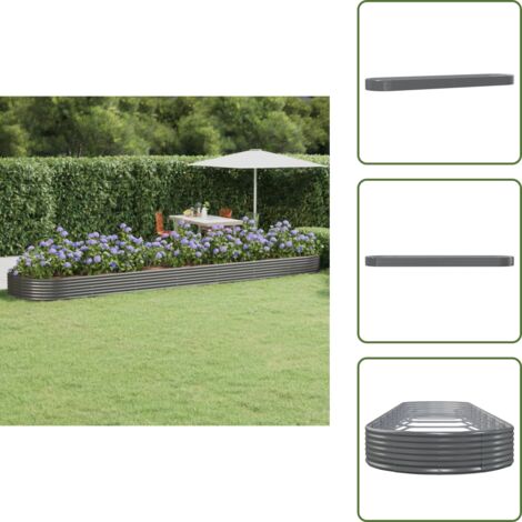 The Living Store Letto Giardino Acciaio Zincato 600x140x36cm Grigio - Letto da giardino in acciaio zincato