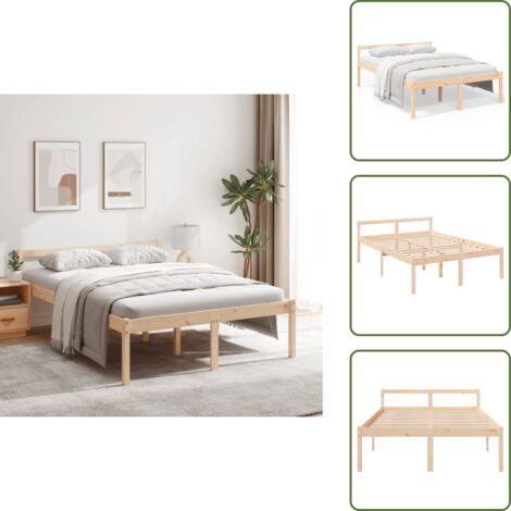 The Living Store Letto per Anziani 120x190 cm Small Double in Legno di Pino - Letto in legno