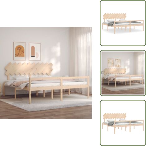 The Living Store Letto per Anziani con Testiera 200x200 cm in Legno Massello - Letto in legno