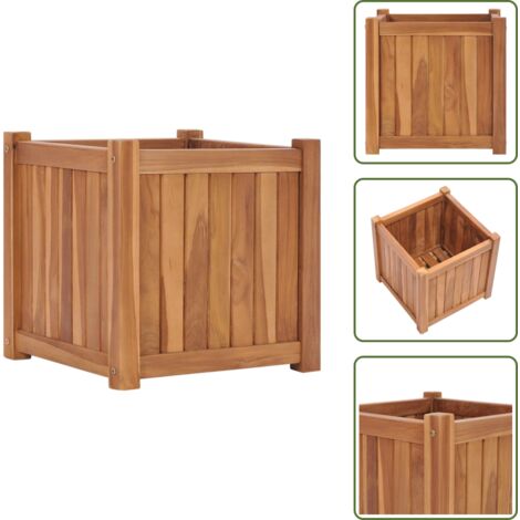 The Living Store Letto Rialzato 40x40x40 cm in Legno Massello di Teak - Fioriera in teak