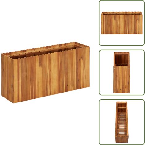 The Living Store Letto Rialzato da Giardino 100x30x50 cm in Massello di Acacia - Fioriera in legno