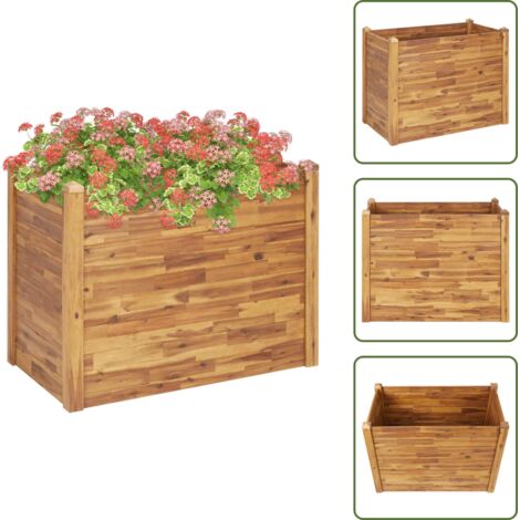 The Living Store Letto Rialzato da Giardino 110x60x84 cm Legno Massello d'Acacia - Letto in legno